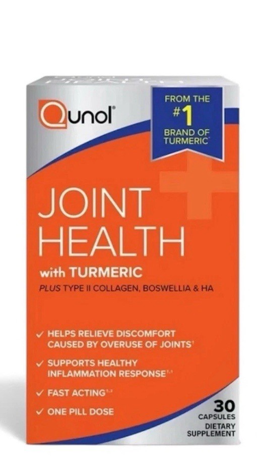 Qunol Joint Comfort w Turmeric 410mg, Joint Support Capsules 30 Ct Exp 03/2026 +