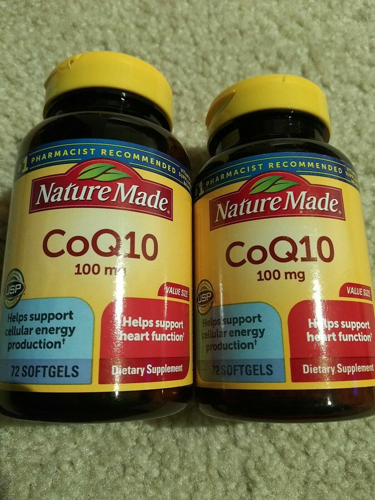 LOT OF 2 Nature Made CoQ10 (*72 SOFTGELS*) 100mgs Exp -12/2026 READ BELOW!