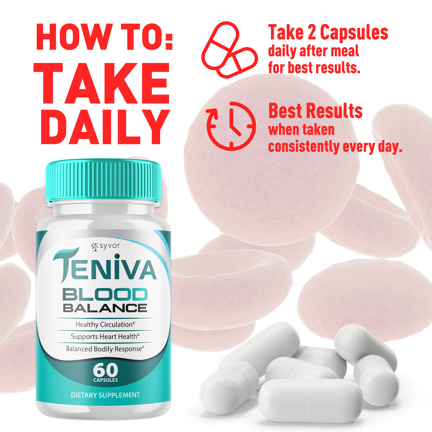 (5 Pack) Teniva Blood Balance Advanced Support Glycogen Supplement 300 Capsules