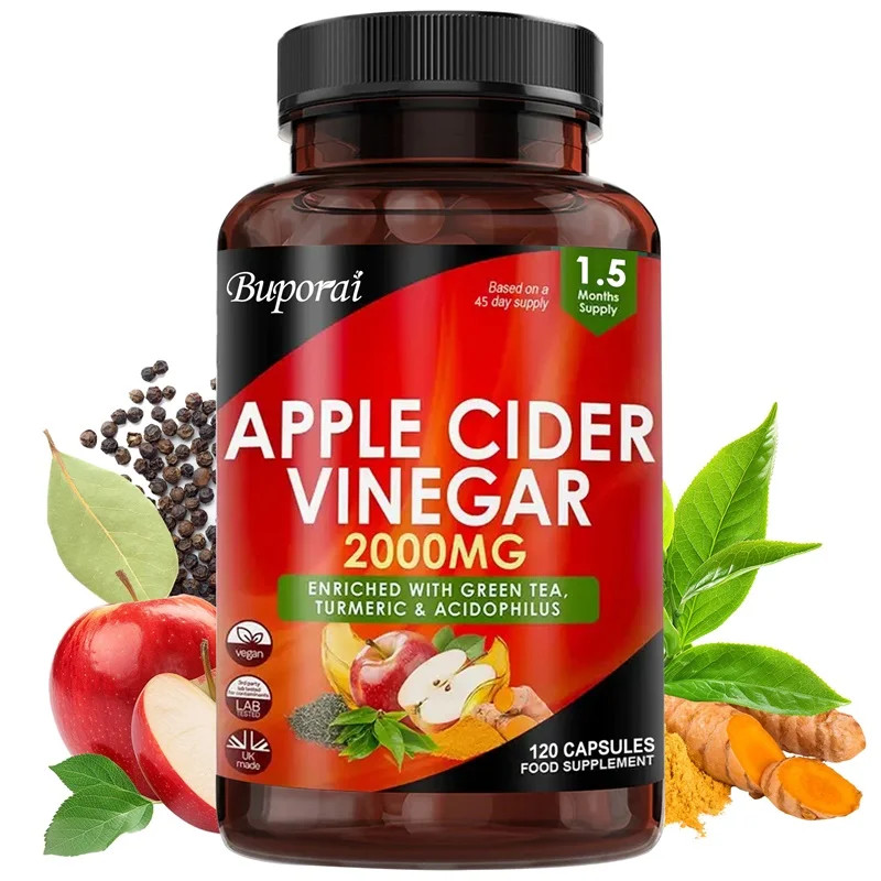 Apple Cider Vinegar 120pcs, Detox Cleanse, Weight Management, Intestinal Health
