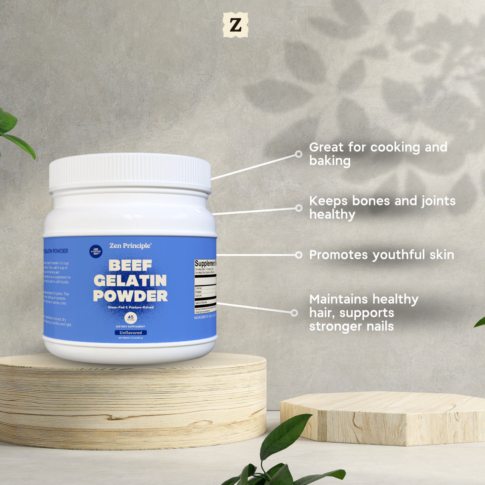 Grass-Fed Gelatin Powder, 1.5 lb. Cooking and Baking. Gummies Desserts.