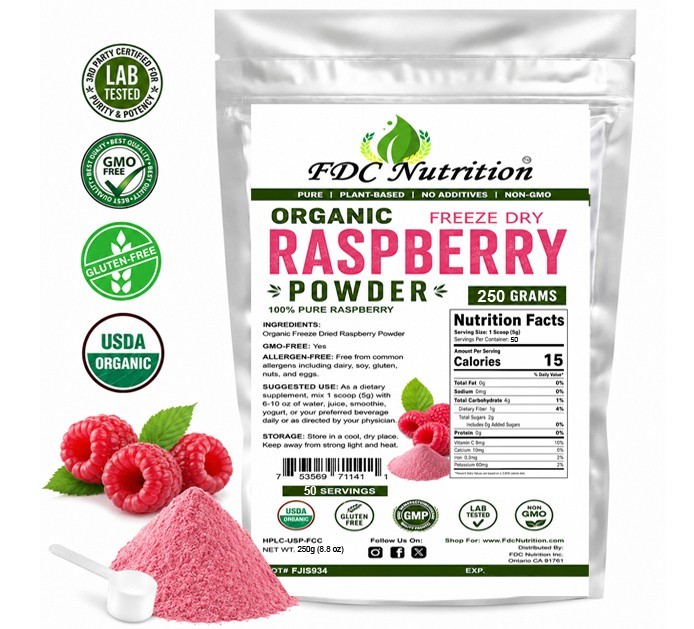Freeze Dried Raspberry Powder Organic Superfood Non GMO Gluten Free Vegan 8oz