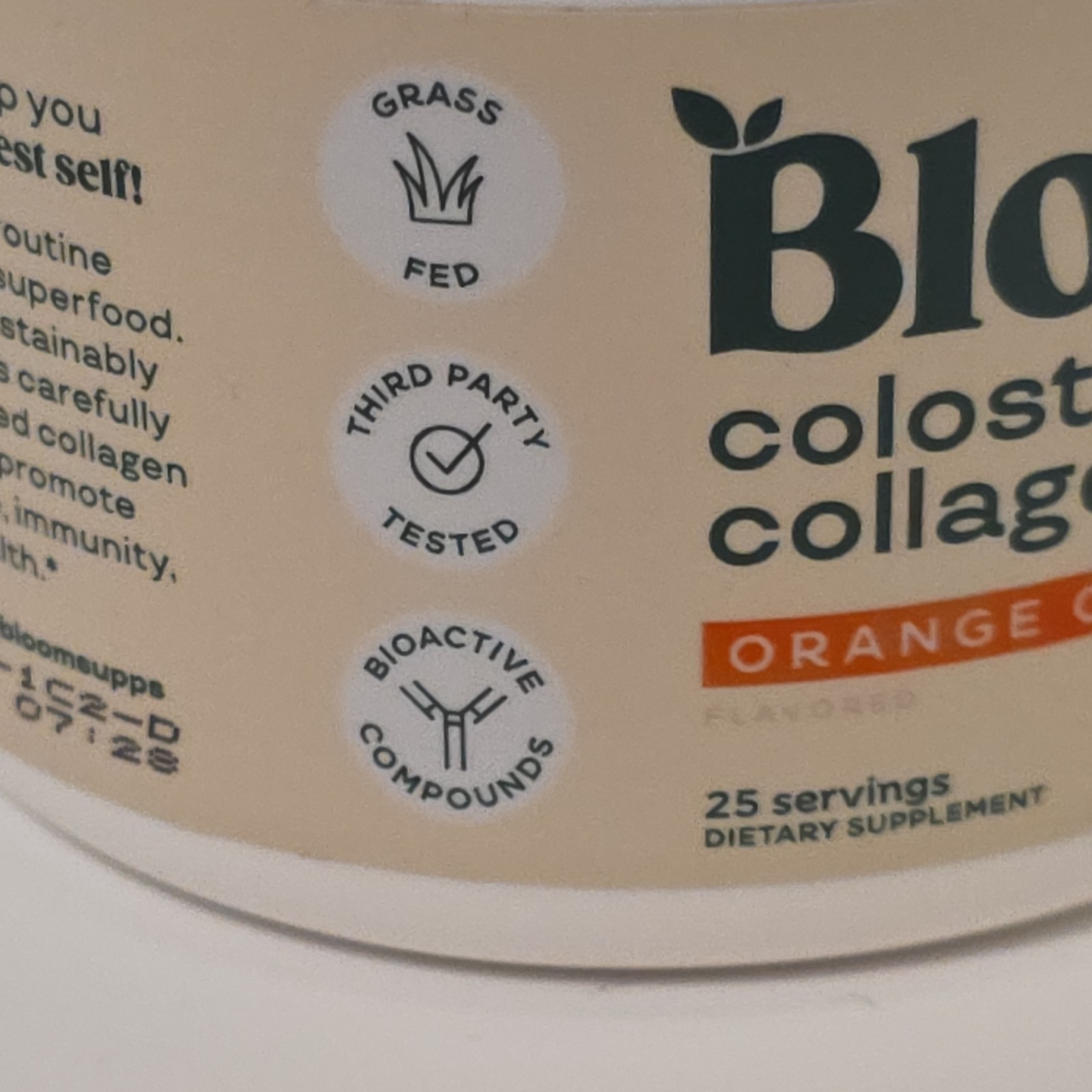 Bloom Colostrum & Collagen Peptides Orange Cream 4.23 Oz EXP 09/2026 Hair & Skin