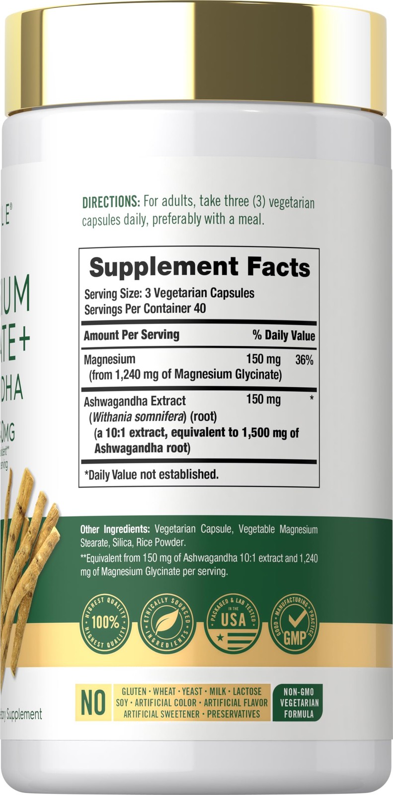 Carlyle Magnesium Glycinate with Ashwagandha | 120 120 Count (Pack of 1)