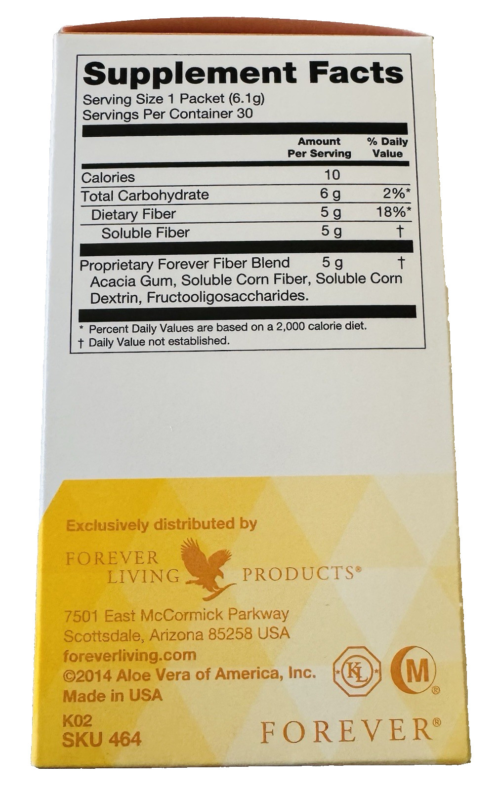 Forever Living FIBER ~ 30 Packets ~ Water-soluble, Gluten-Free