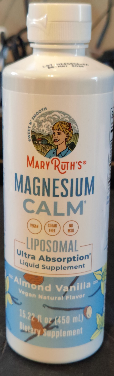 MARYRUTH’S Magnesium Calm Liposomal – Almond Vanilla (15.22 Fl. Oz. / 30 Serving