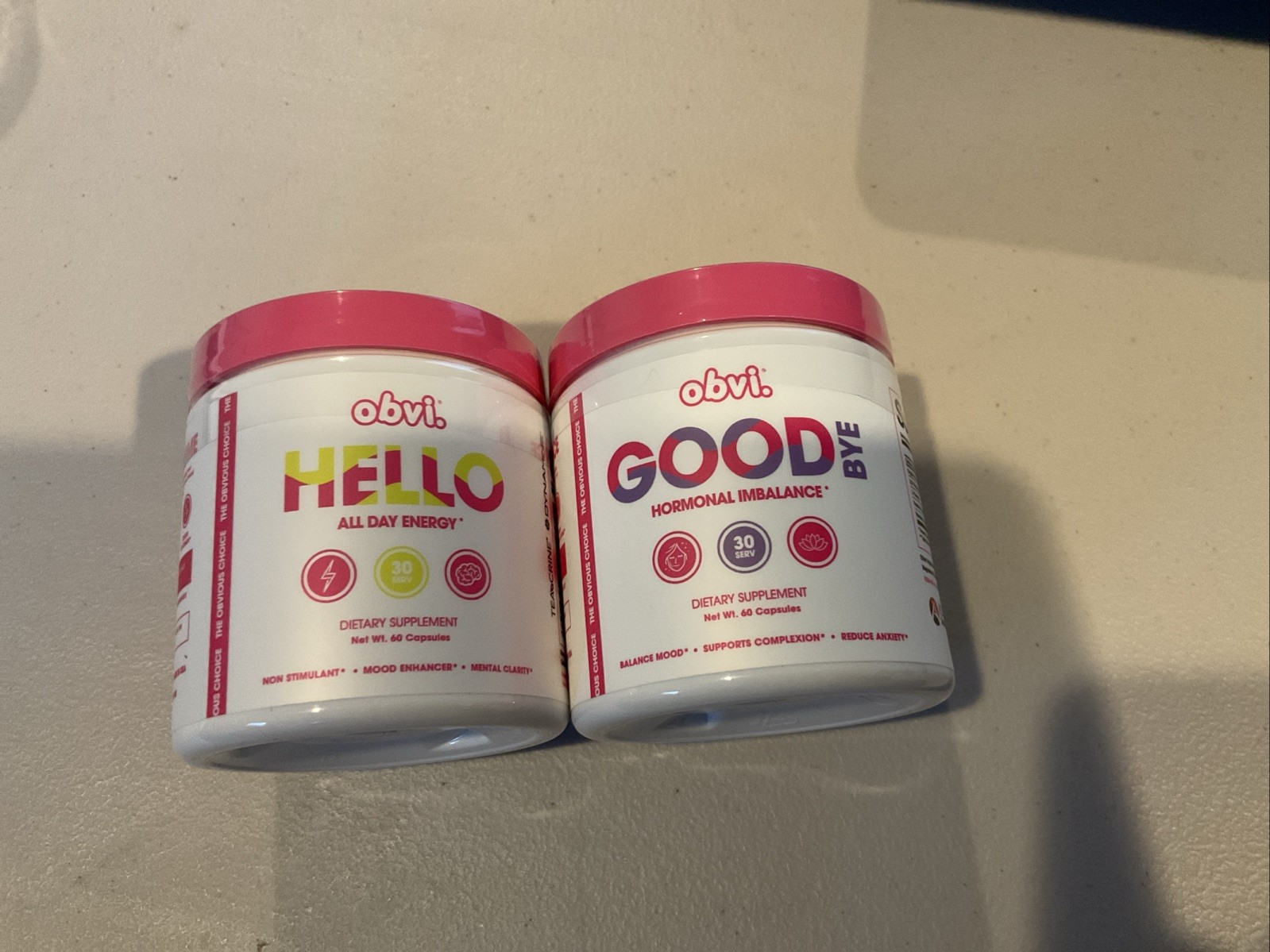 Obvi Goodbye Hello All Day Energy and Hormonal In Balance 2 Pack 60 Capsules New