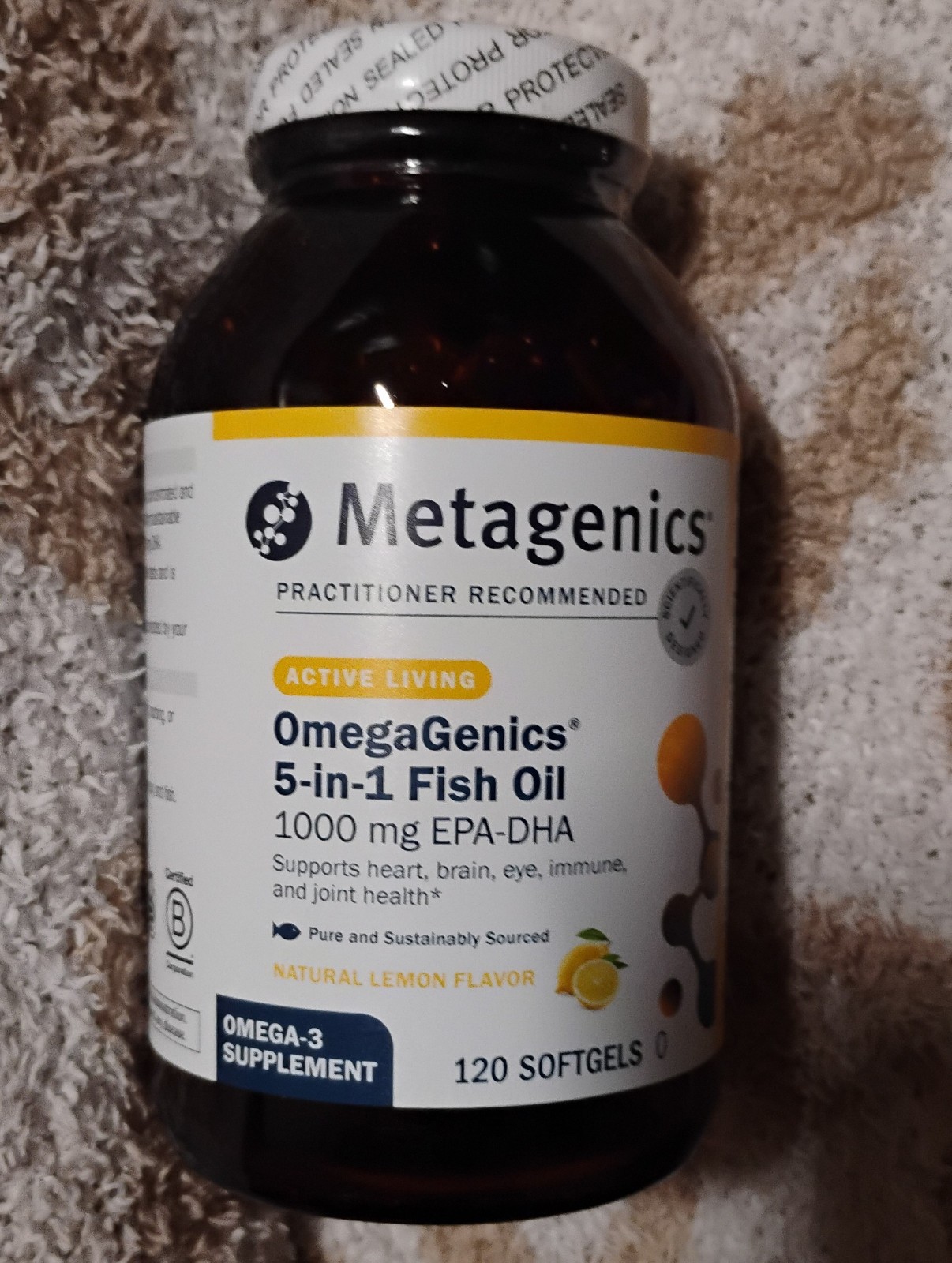metagenics Sealed OmegaGenics 5-in-1 Fish Oil 1000Mg 120 Soft Gel Lemon Flavor