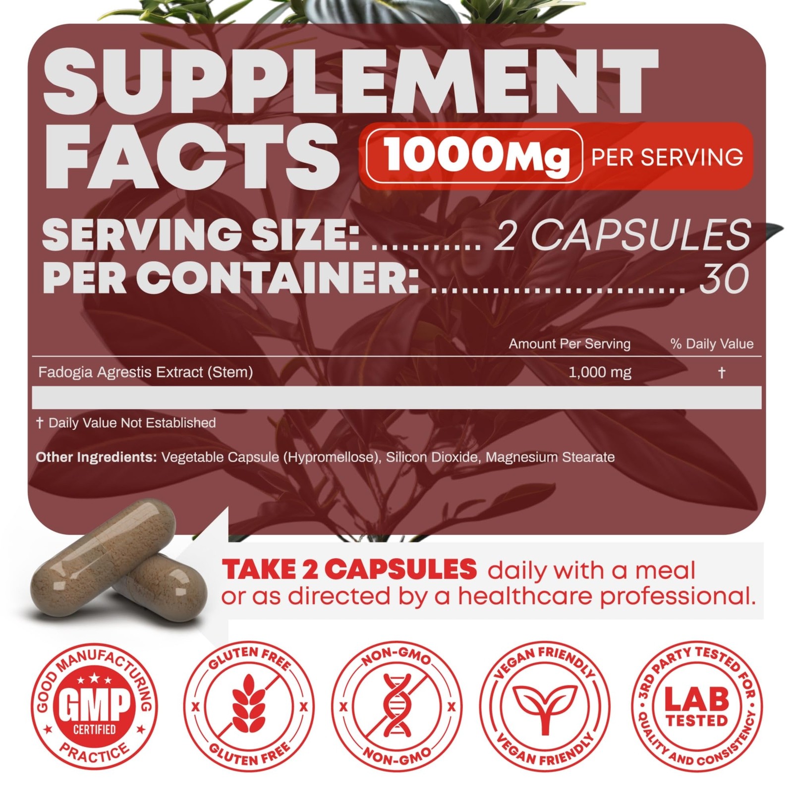 LUXRY NEW Peak Revival-X Fadogia Agrestis 1000mg Per Serving Supplement