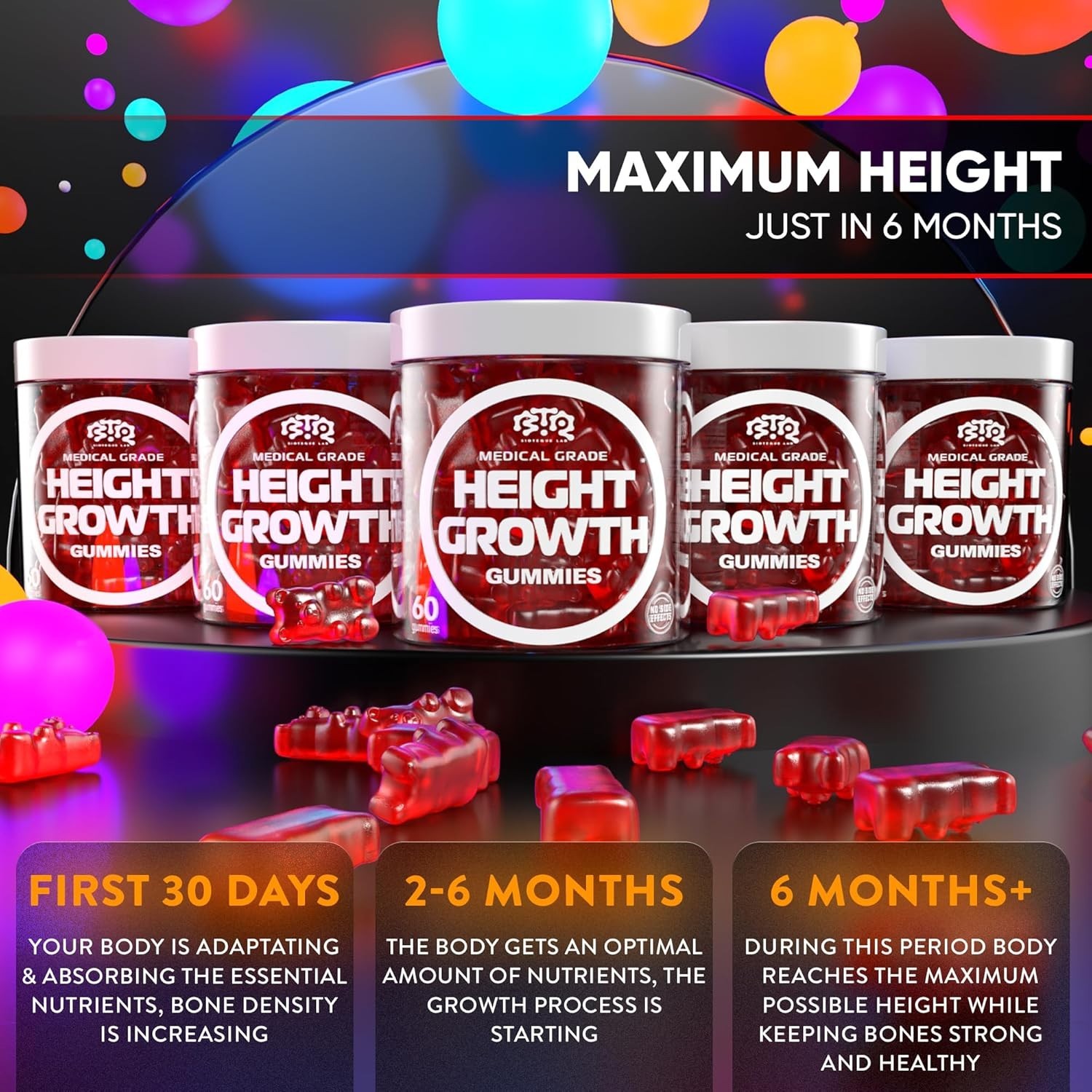 HEIGHT GROWTH GUMMIES VITAMINS, MULTIVITAMIN FOR KIDS, TEENS & ADULTS