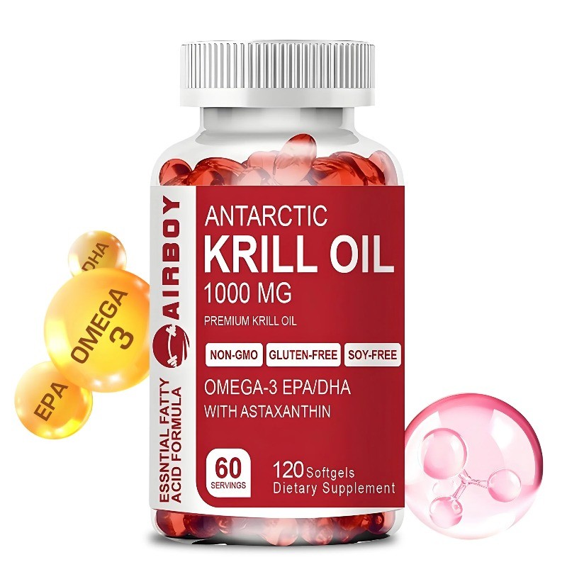 Antarctic Krill Oil 1000mg 120pcs,Promotes Joint, Skin and Cardiovascular Health