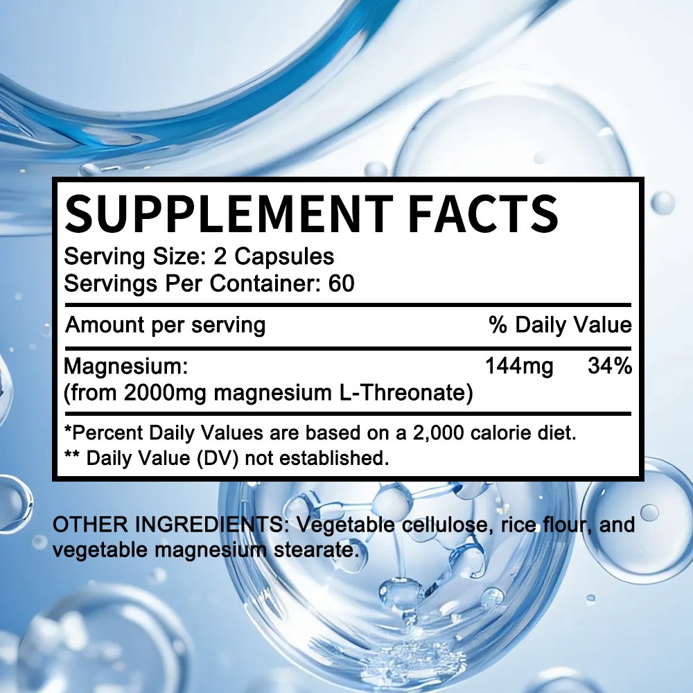 ZenVitalize Magnesium L-Threonate 2000mg, 30/60/120Capsule -144mg of Magnesium