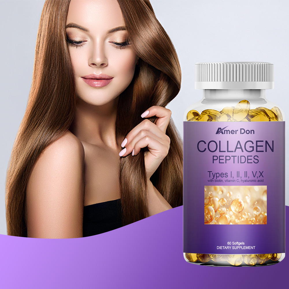 60Pcs Collagen Peptides Pills – Hydrolyzed Anti Aging Capsule Types I,II,III,V,X