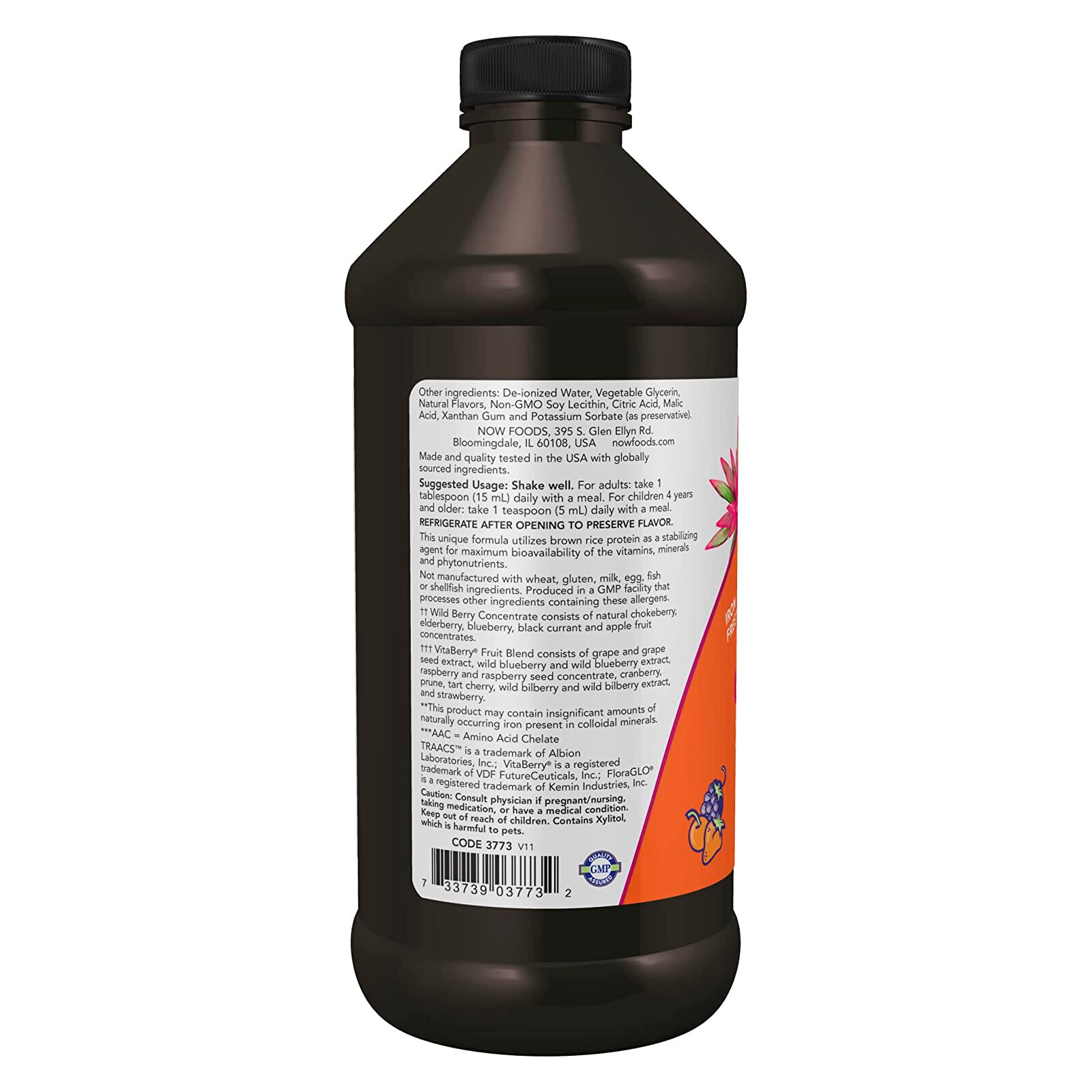 NOW Liquid Multi Wild Berry Flavor, Multi Mineral, Fast Absorption, 16 fl oz