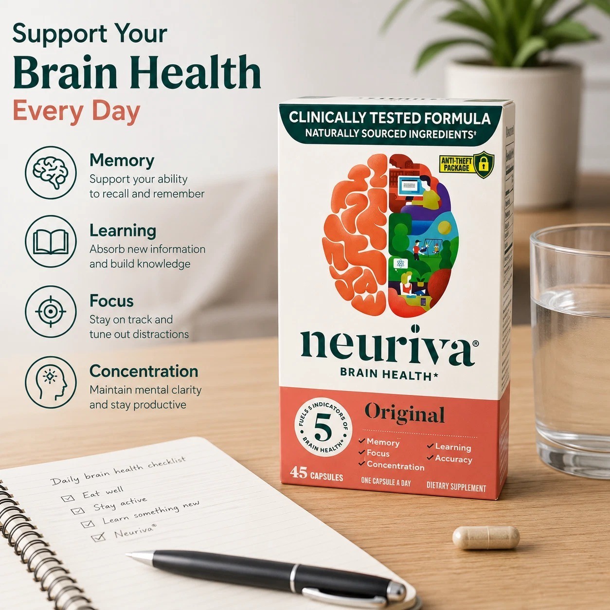 Neuriva Brain Health Original 45 Capsules Memory Focus Learning Lot of 6 10/26