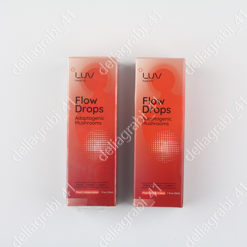 LUV Health Flow Drops-Adaptogen Mushroom Blend-Peach Watermelon Flavor 1-3pack