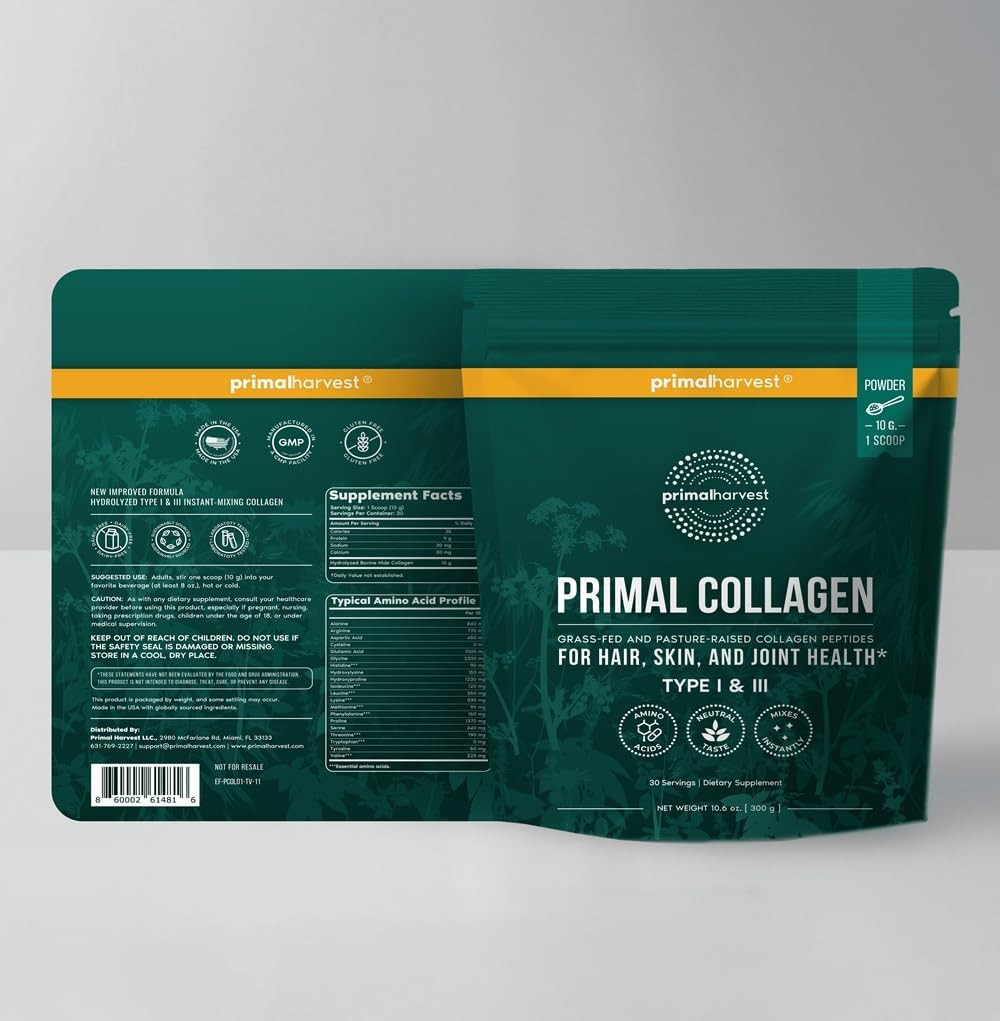 Primal Harvest Collagen Powder for Women or Men Primal Collagen Peptides Powder