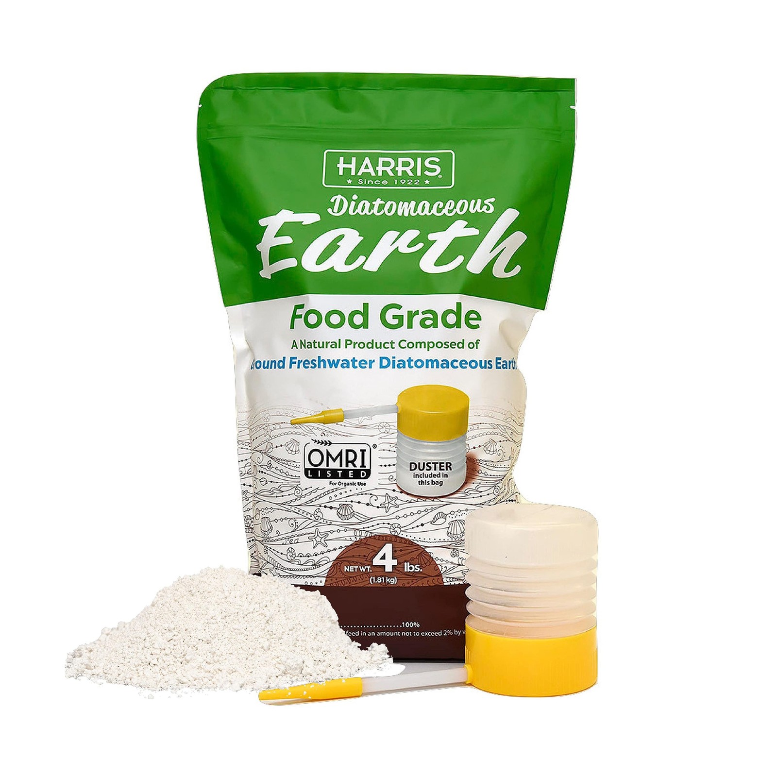 HARRIS Diatomaceous Earth Food Grade, 4lb with Powder Duster In… USA FAST SHIP