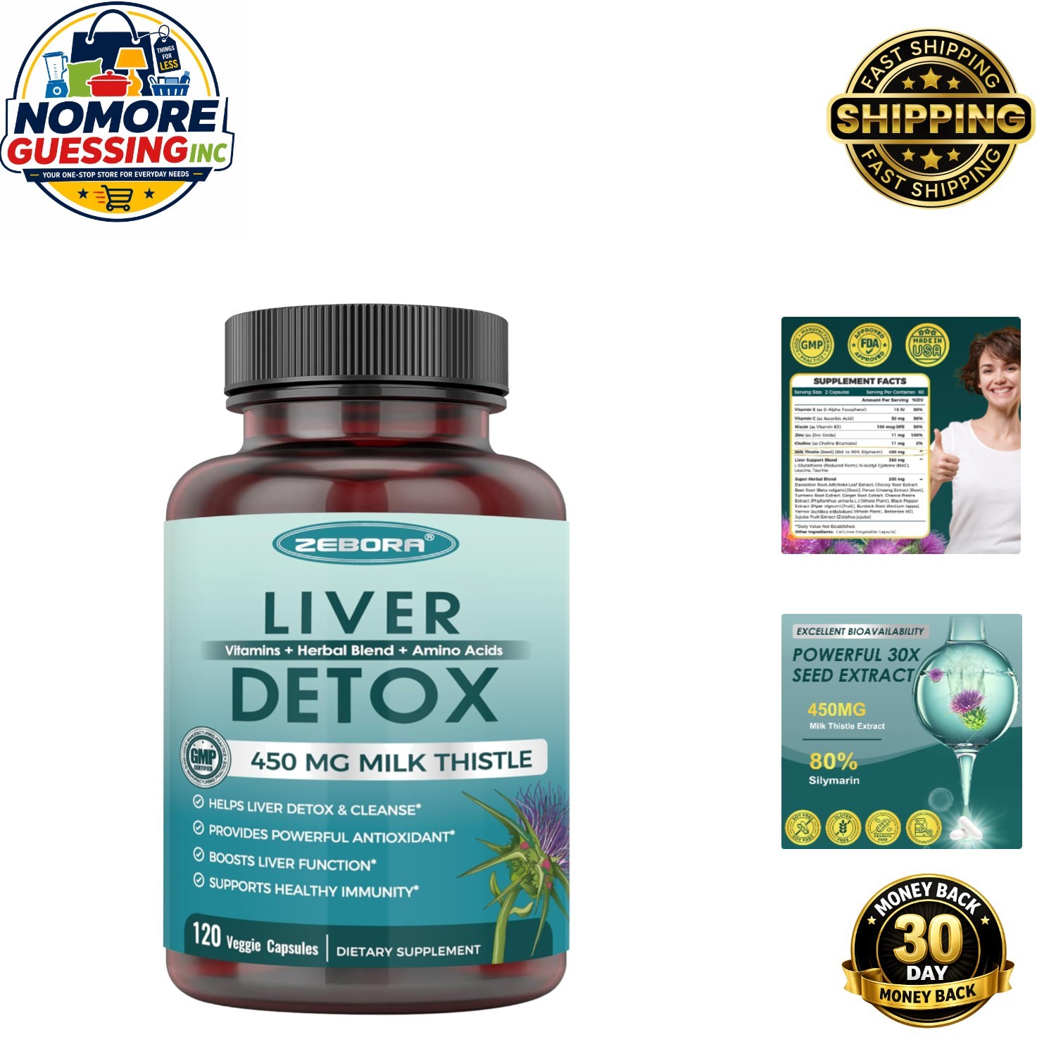 Ultimate Liver Detox with 30:1 Milk Thistle Extract – 120 Gluten-Free Capsules