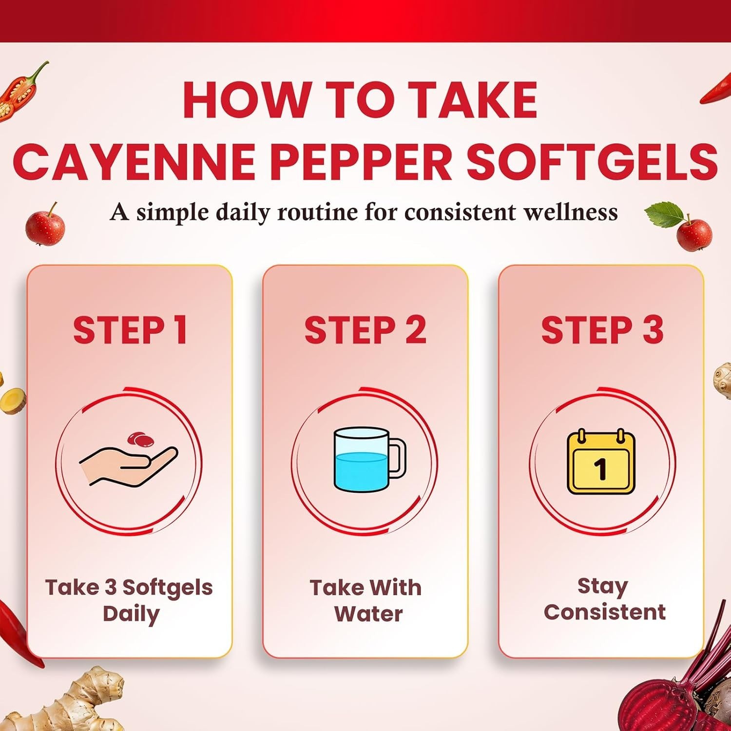 Gluten-Free Cayenne Pepper Softgels – 20-in-1 Metabolism & Circulation Support