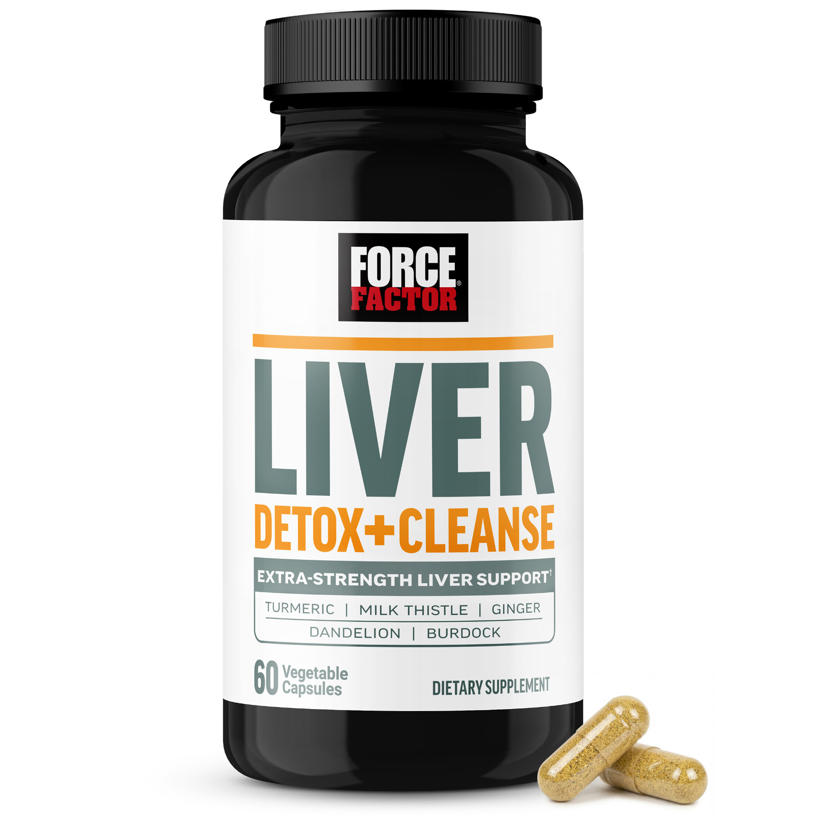 Force Factor Liver Cleanse Detox Milk Thistle 80% Silymarin Turmeric Caps 60ct