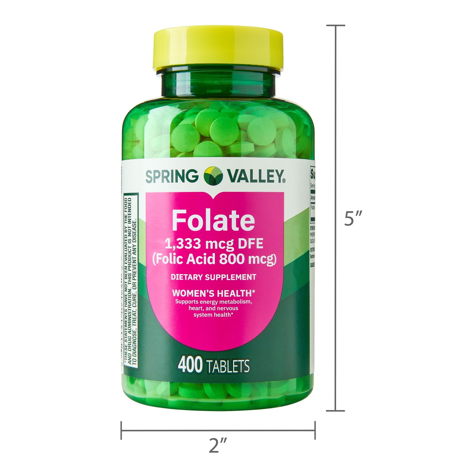 Spring Valley Folate 1,333 mcg DFE Folic Acid 800 mcg 400-COUNT SAME-DAY SHIP