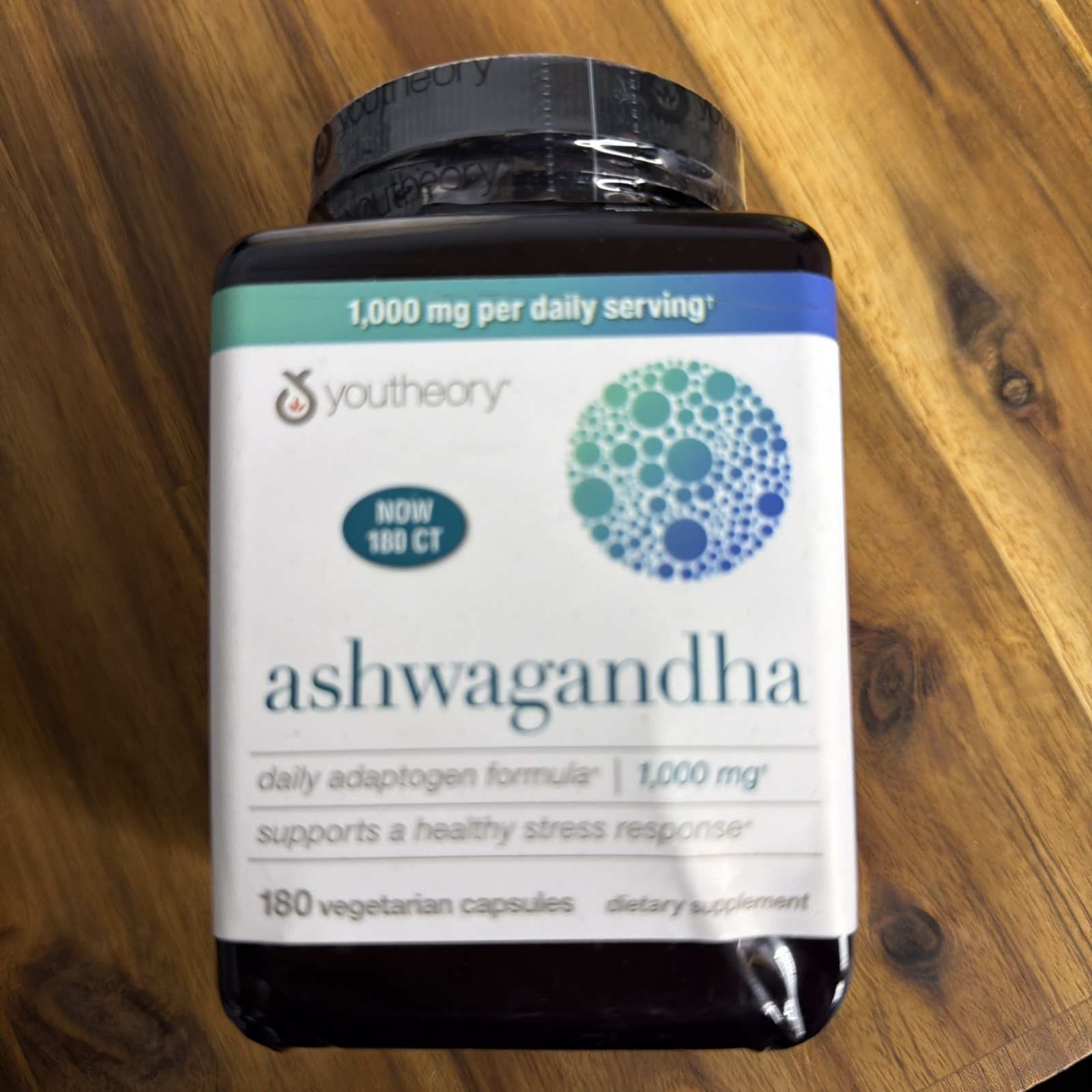 Youtheory Ashwagandha 1000mg Helps Reduce Stress, 180 Capsules 10/26