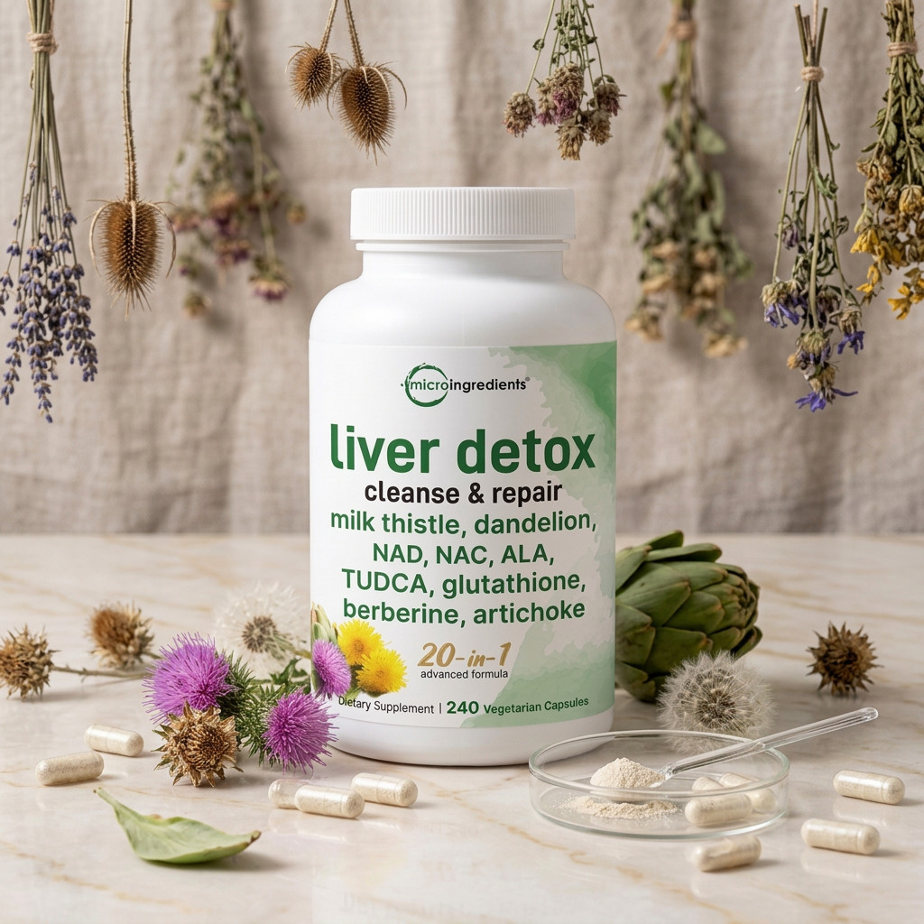 20-in-1 Advanced Liver Detox Complex, 240 Veggie Capsules For Liver Cleanse Body