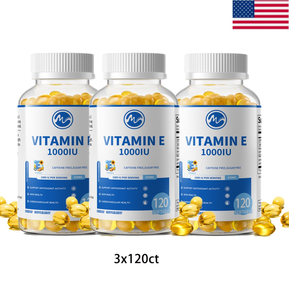 3xVitamin E 1000 IU 120 Softgels, Supports Antioxidant Health & Immune