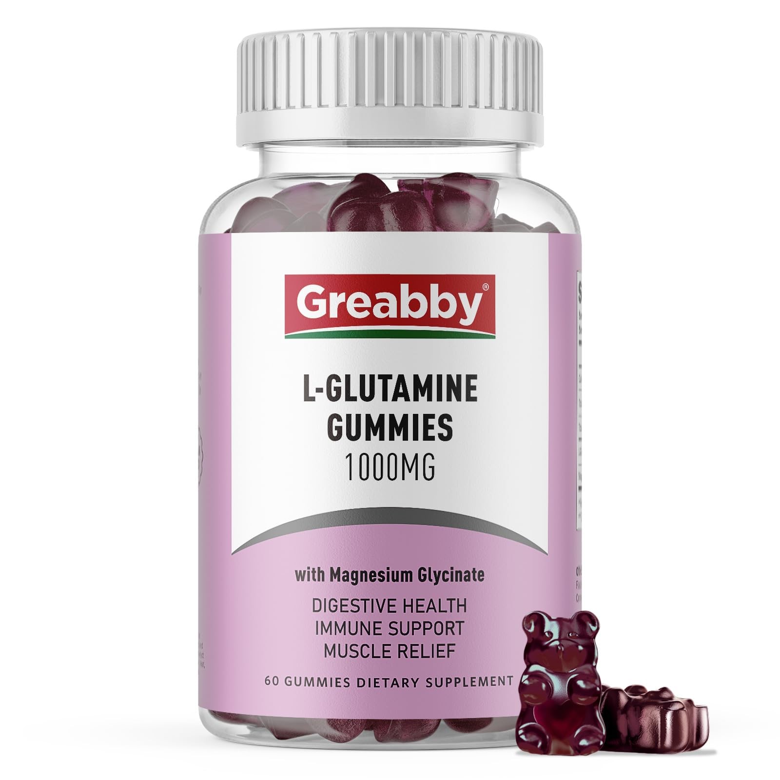 GREABBY L Glutamine 1000mg Gummies – Muscle Relief & 1 Count (Pack of 60)
