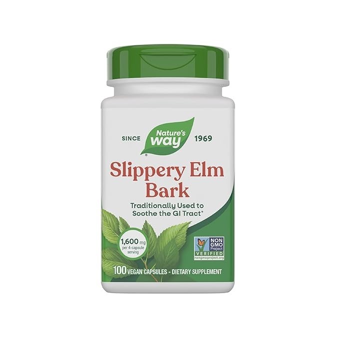 Nature’s Way Slippery Elm Ulmus Rubra Bark 100 Capsules Digestive Aid Vegan