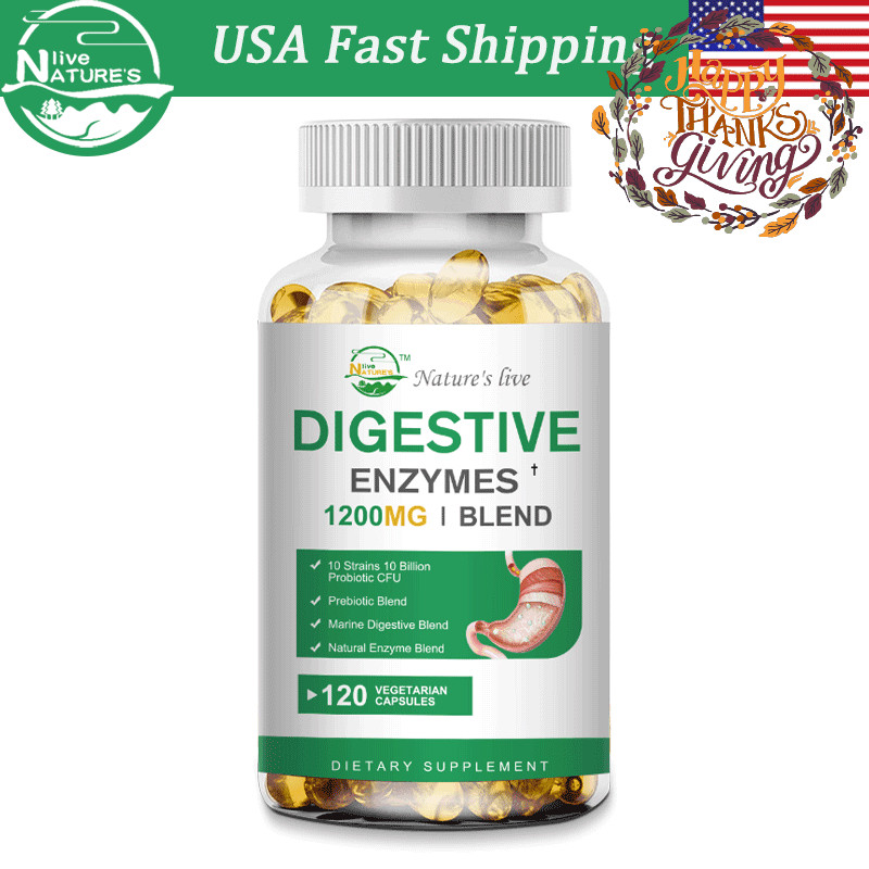Nature’s Live Digestive Enzymes 120 Capsules,Constipation & Bloating Relief