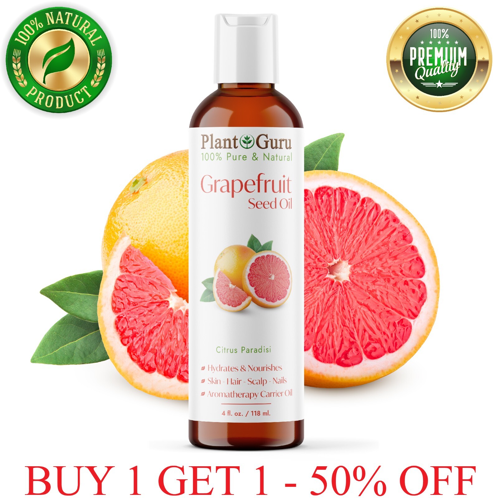 Grapefruit Seed Oil 4 oz. Cold Pressed 100% Pure Natural Extract Liquid