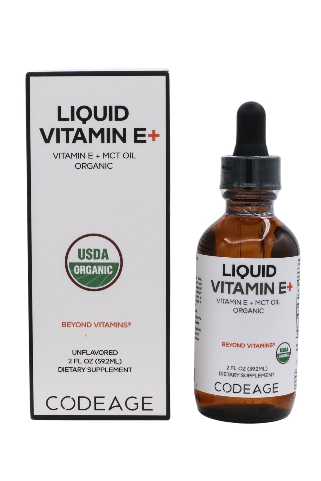Codeage Liquid Vitamin E+ USDA Organic Vitamin E MCT Oil Unflavored 2 fl oz NIB