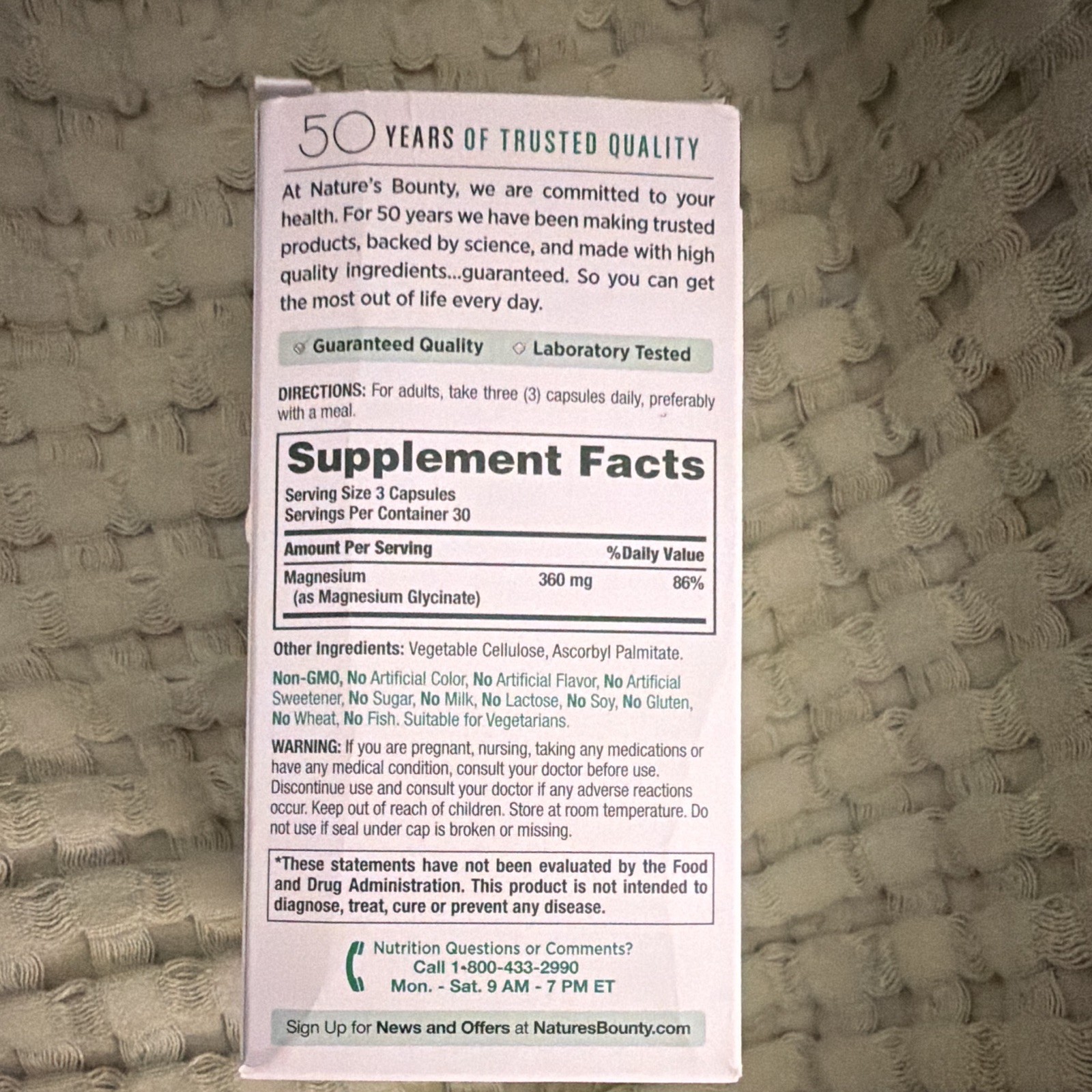 Nature’s Bounty Advanced Magnesium Glycinate 360 mg 90 Capsules Stress Support