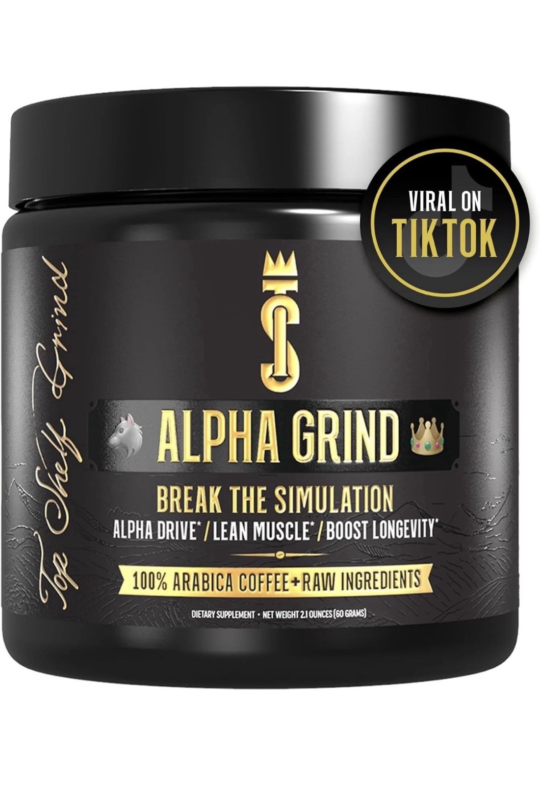 Alpha Grind Instant Maca Arbica Coffee/Supplement, 2.1 oz Exp 9/27 32 Count