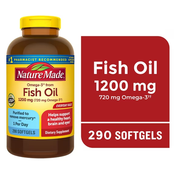 Nature Made Omega 3 Fish Oil 1200mg-290ct Softgels- Exp:02/2028 – New & Sealed
