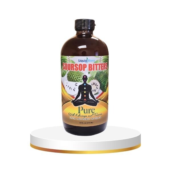 Liquid Blenz Soursop Bitters Detox Energy Beverage with Moringa & Tumeric (16oz)