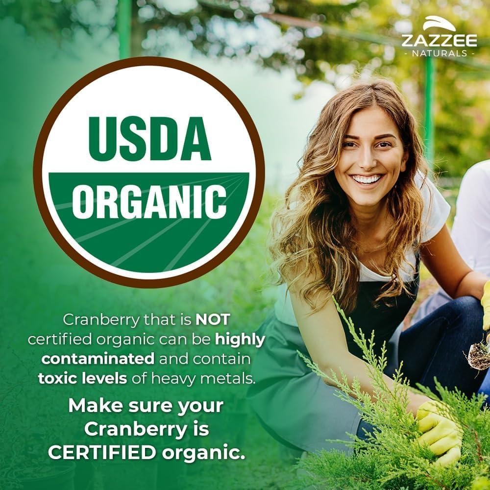 Zazzee USDA Organic Cranberry 25:1 Extract, 500 mg, 180 Vegan Capsules, Kosher