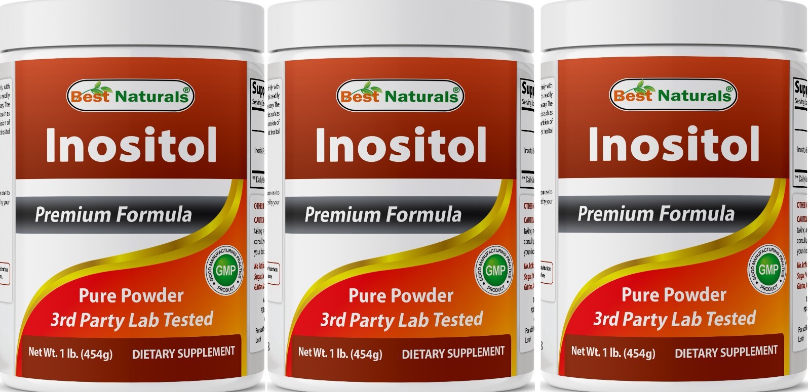 3 Pack Best Naturals Inositol 1 Lb Powder