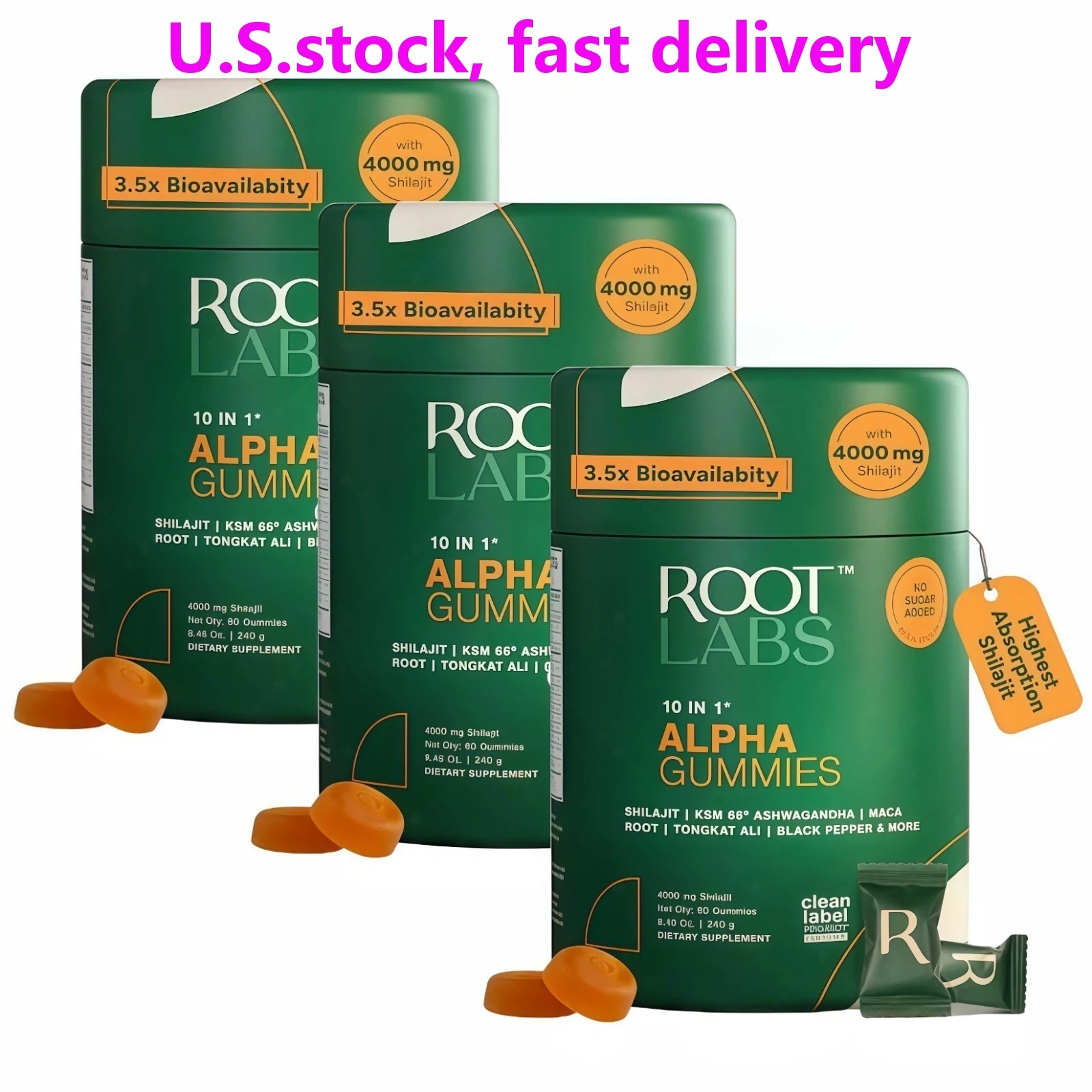 NEW 3Pack Alpha Shilajit Gummies 4000mg | 60 Count | Herbal & Supplement