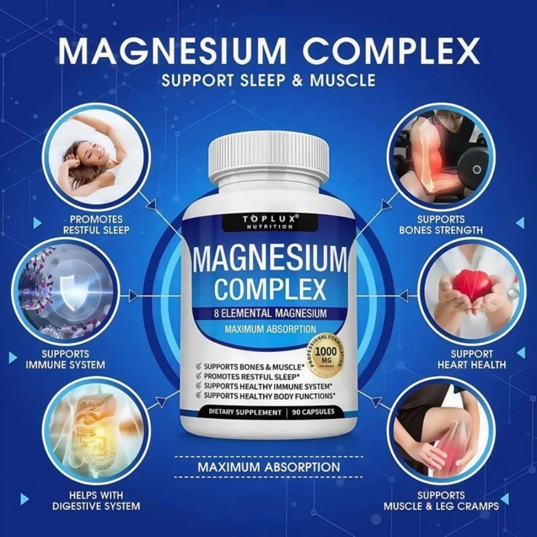 Complex Magnesium Toplux 8 Essential Magnesium Supplement 1000mg