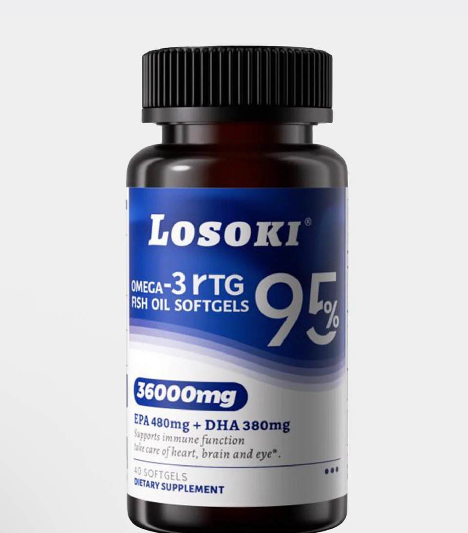 LOSOKI OMEGA – 3 Y TG ASH OIL SOFTGELS 9%% 36000mg EPA 480mg + DHA exp 2027