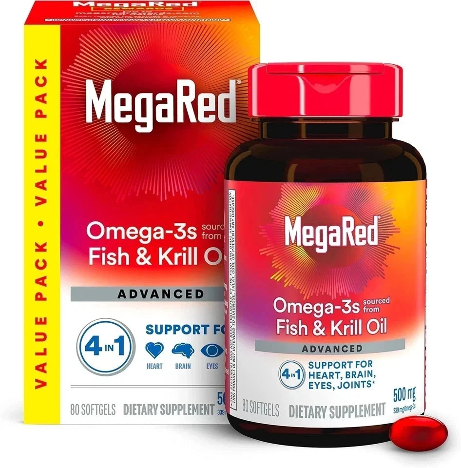MegaRed – Omega-3 Krill Oil 350mg Heart Health Support Supplement 80 Softgels