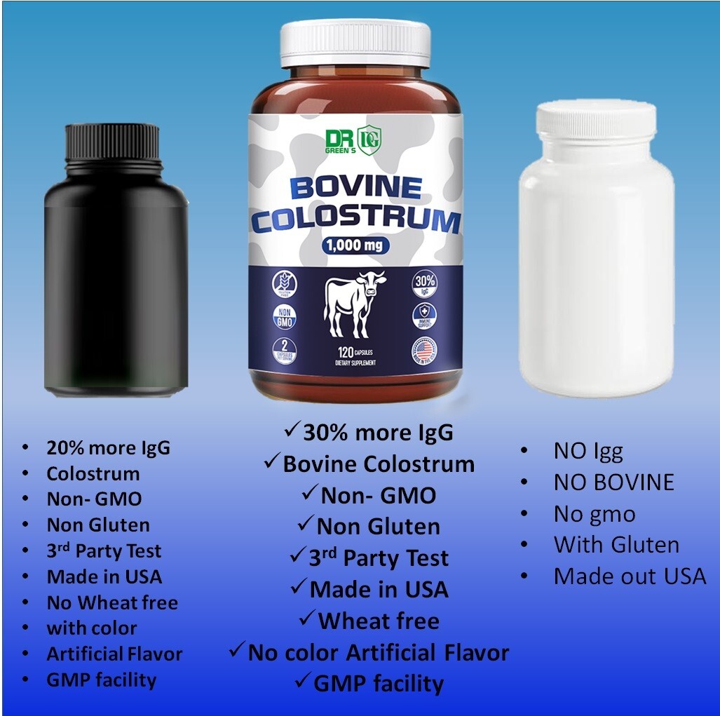 COLOSTRUM BOVINE 1000 mg- Immune System Support Gut Health 240 Caps made USA