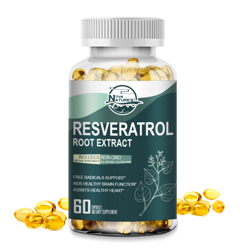60/120/240PCS Resveratrol Capsules For Anti-Aging Antioxidants, Brain Support
