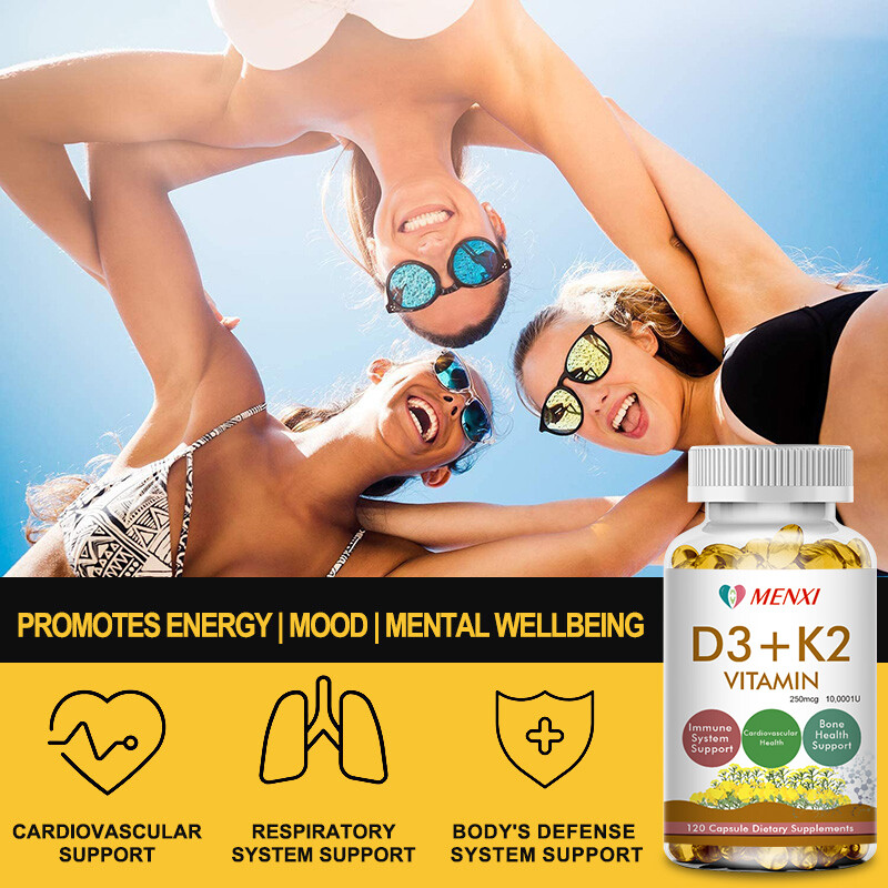 D3 K2 Capsules – MK7 & Vitamin C Synergy Immune Defense Bone Strength Cmplx 1-4p