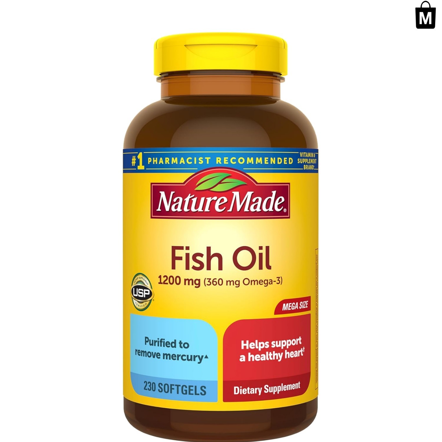 Omega 3 Fish Oil Softgels – 1200 mg, 230 Softgels for Daily Heart Health