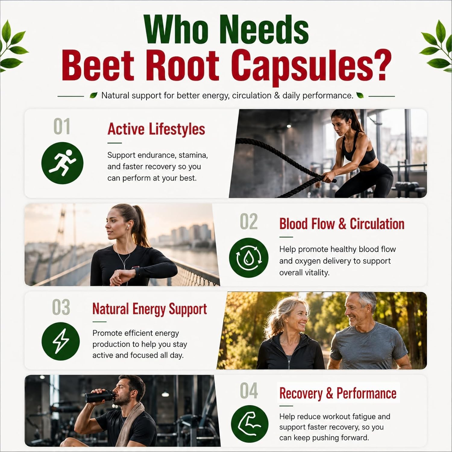 Beet Root Capsules Nitric Oxide Support Heart BP Circulation Energy Supplement