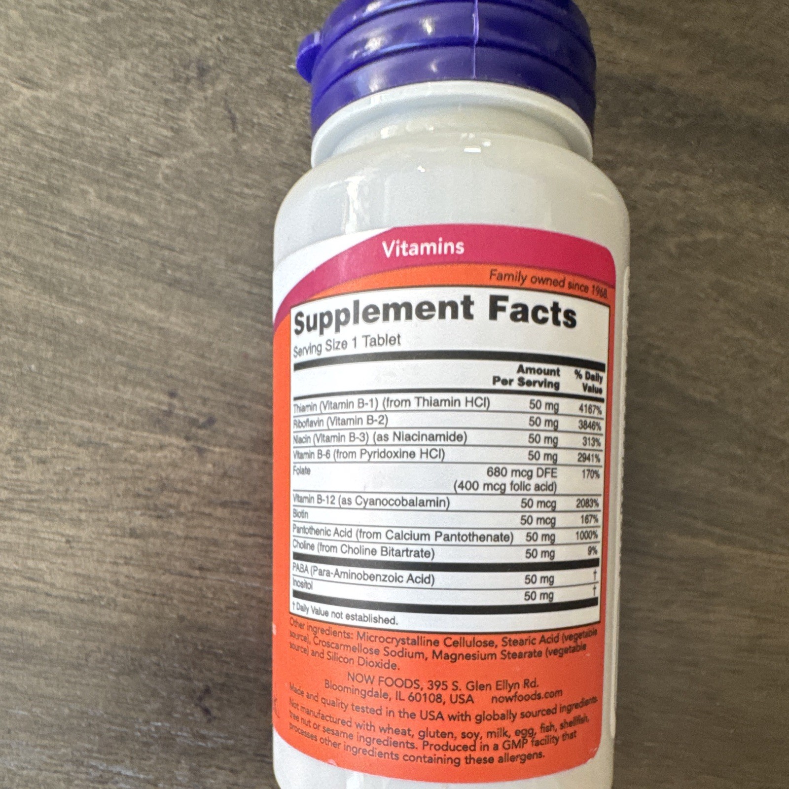 NOW B-50 B-Complex Brain & Nervous System + Energy Support 50mg 100 Tabs Vegan